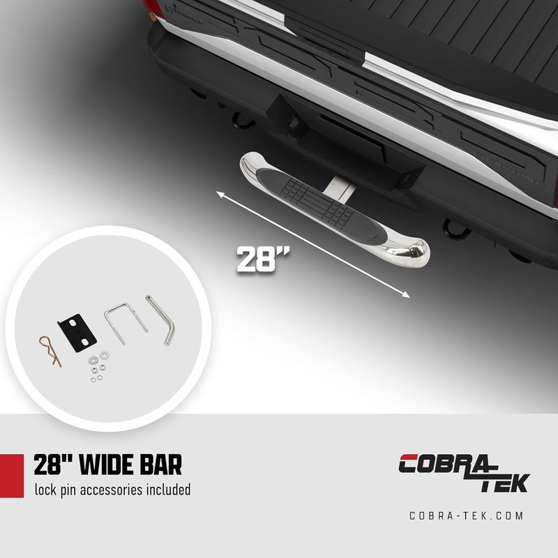 Cobra-Tek Polished Premium 28" Hitch Step Class III & Class IV 2 inch Htich Receiver with Hitch Pin & Hitch - Image 5